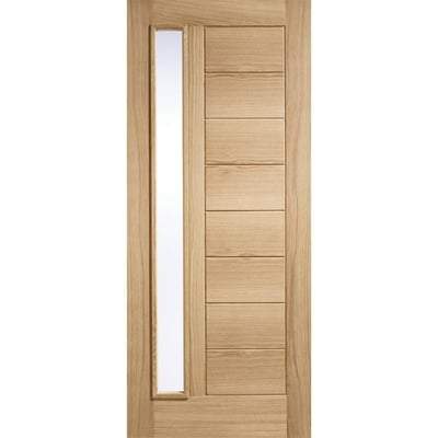 Goodwood Oak Unfinished 1 Double Glazed Frosted Light Panel External Door - All Sizes