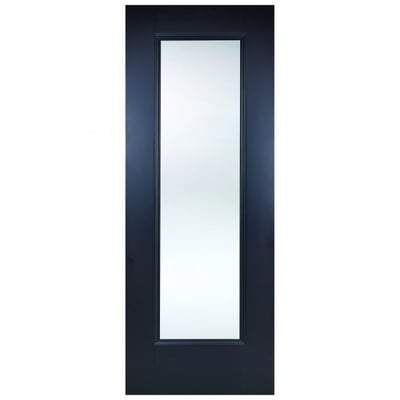 Eindhoven Black Primed 1 Glazed Clear Bevelled Light Panel Interior Door - All Sizes