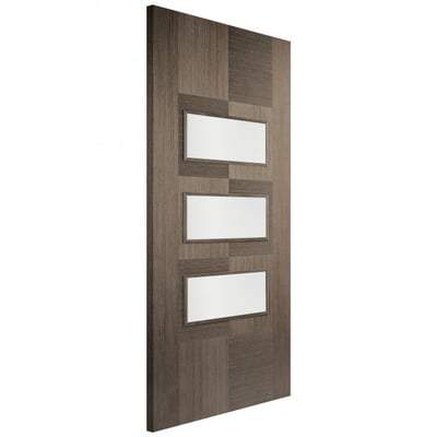 Apollo Chocolate Grey Pre-Finished 3 Glazed Clear Light Panels Interior Door - All Sizes