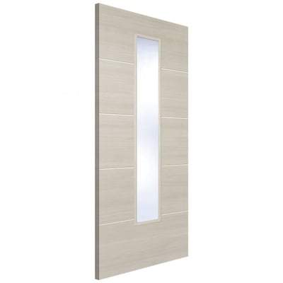 Santandor Ivory Laminated 1 Glazed Clear Light Panel Interior Door - 1981mm x 686mm