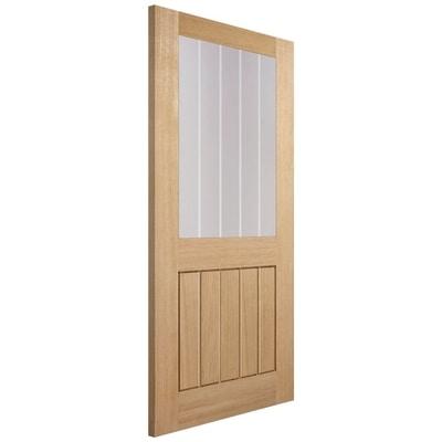 Oak Mexicano Half Light With Silkscreen Un-Finished Internal Door - All Sizes