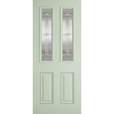 Malton Light Green GRP Pre-Finished 2 Double Glazed Lead Light Panels - 2032mm x 813mm
