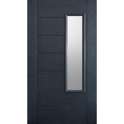 Newbury Grey GRP Pre-Finished 1 Double Glazed Frosted Light Panel External Door - 1981mm x 838mm