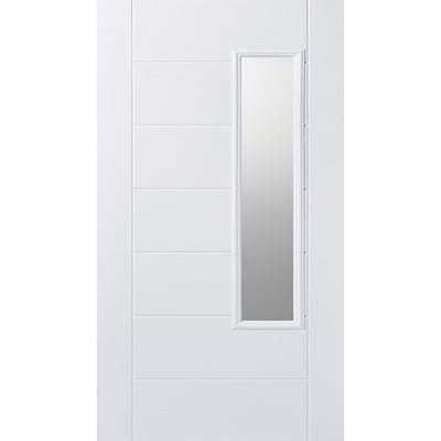 Newbury White GRP Pre-Finished 1 Double Glazed Frosted Light Panel External Door - All Sizes
