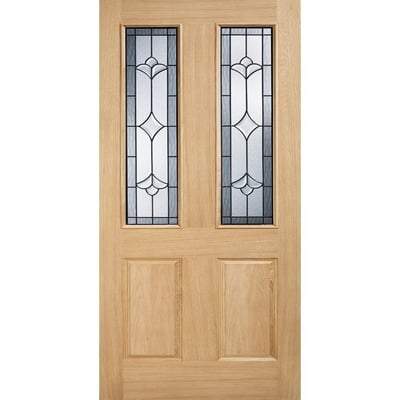 Salisbury Oak Unfinished 2 Part Obscure Double Glazed Light Panels External Door - All Sizes