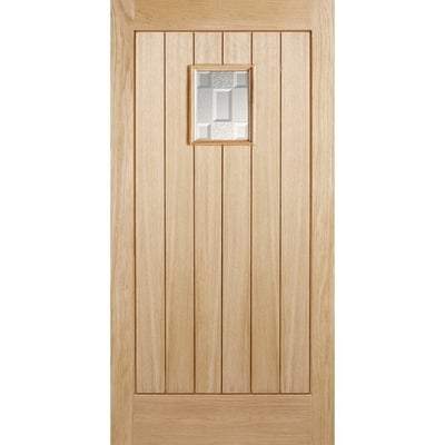 Suffolk Oak Unfinished 1 Part Obscured Light Panel External Door - 1981mm x 838mm