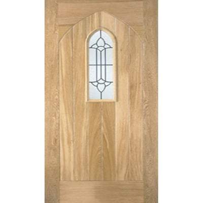 Westminster Oak Unfinished 1 Lead Glazed Light Panel External Door - 1981mm x 838mm