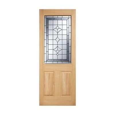 Winchester Oak Unfinished 1 Part Obscure Double Glazed Light Panel External Door - 2032mm x 813mm