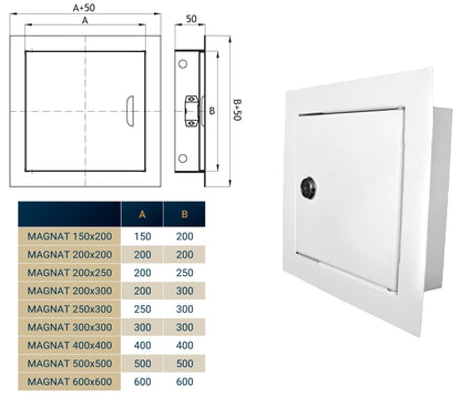 Access Panel Door Metal With Lock, White 300mm x 300mm