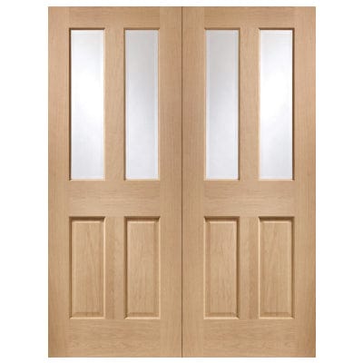 Malton Internal Oak Rebated Door Pair with Clear Bevelled Glass