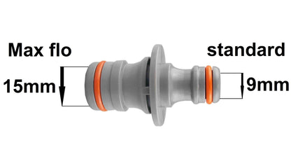 Female Hose Connector Max Flo 1" Hose Black/Orange