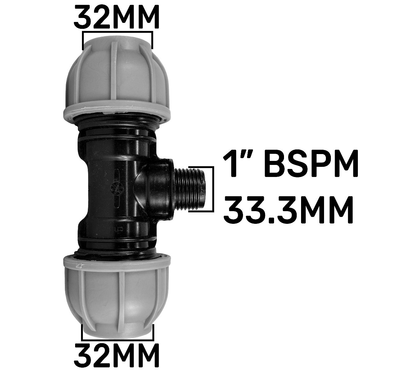 IBC 2” S60X6 – 1" BSPF Extender Adaptor with MDPE Tee 32mm