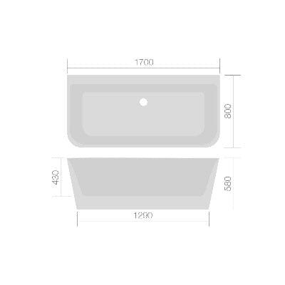 Mono Back to Wall Luxury Freestanding Bath - 1700mm x 800mm