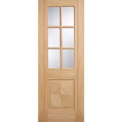 Barcelona 6 Light Clear Bevelled Glass Pre-Finished Oak Internal Door - 1981mm x 610mm