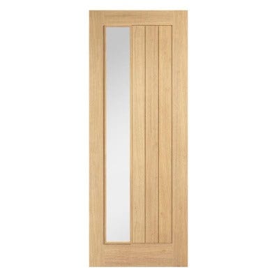 Oak Clear Glazed Offest Un-Finished Internal Door - 1981mm x 762mm