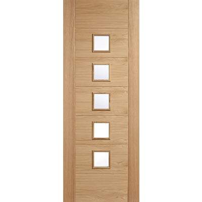 Oak Carini 5 Clear Light Panel Pre-Finished Internal Door - 2040mm x 726mm