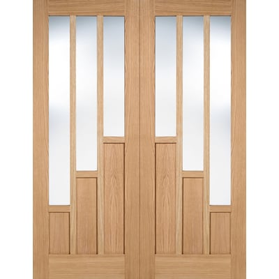 Oak Coventry 3 Light Panel Pair Pre-Finished Internal Doors - All Sizes