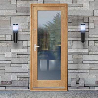 Pattern 10 Oak Unfinished 1 Double Glazed Clear Light Panel External Door - 1981mm x 838mm