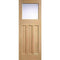 Oak DX 30's Style - 1 Glazed Frosted Glass Light Panel Un-Finished Internal Door - 2032mm x 813mm