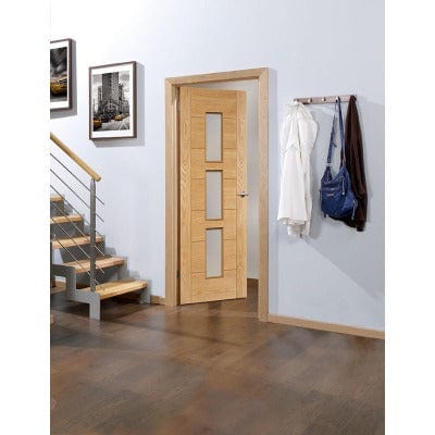 Hampshire Oak Pre-Finished 3 Clear Light Panels Internal Door - All Sizes