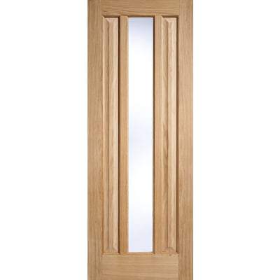 Oak Kilburn 1 Glazed Clear Light Panel Un-Finished Internal Door - 1981mm x 686mm