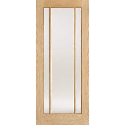 Oak Lincoln 3 Glazed Clear Light Panel Pre-Finished Internal Door - 2040mm x 726mm