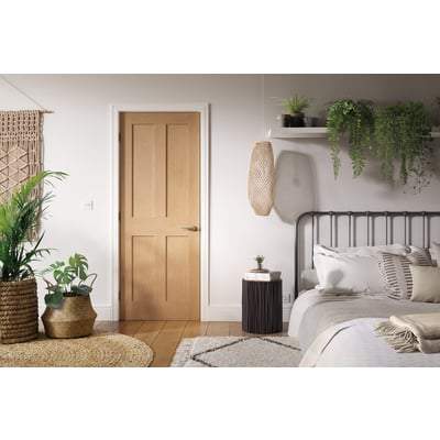 Oak London 4 Panel Un-Finished Internal Fire Door FD30 - 1981mm x 686mm
