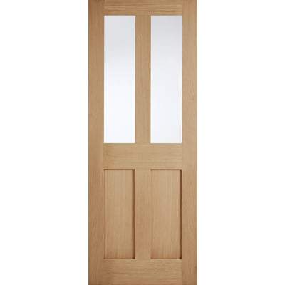 Oak London 2 Glazed Clear Light Panels Un-Finished Internal Door - All Sizes