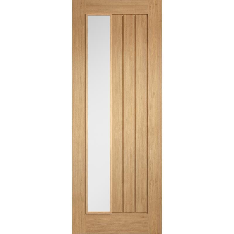 Oak Mexicano 1 Frosted Light Panel Offest Pre-Finished Internal Door - 1981mm x 762mm