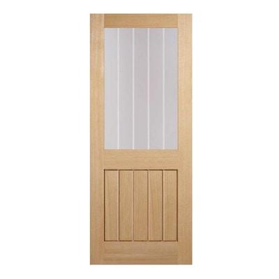 Oak Mexicano Half Light Glazed With Silkscreen Un-Finished Internal Fire Door FD30 - All Sizes