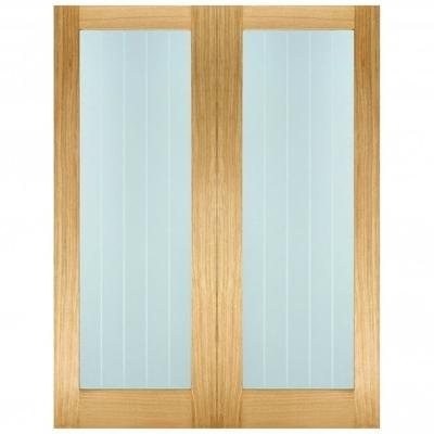 Oak Mexicano Glazed Door Pair Un-Finished Internal Door - All Sizes