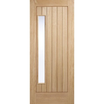 Newbury Oak Unfinished External Door w/ 1 Frosted Double Glazed Light Panel - All Sizes
