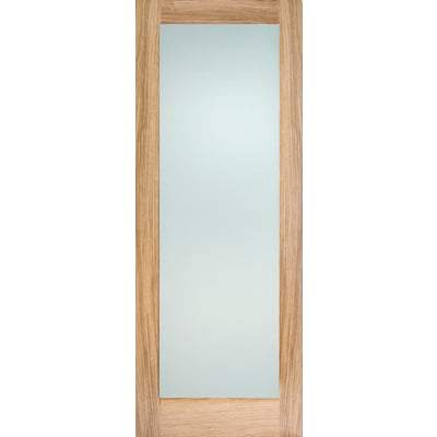 Oak Pattern 10 - 1 Glazed Frosted Light Panel Un-Finished Internal Door - 2040mm x 726mm
