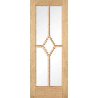 Oak Reims 5 Glazed Clear Panels (Diamond) Pre-Finished Internal Door - 1981mm x 762mm