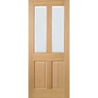 Oak Richmond 2 Glazed Clear Light Panels Pre-Finished Internal Door - 1981mm x 686mm
