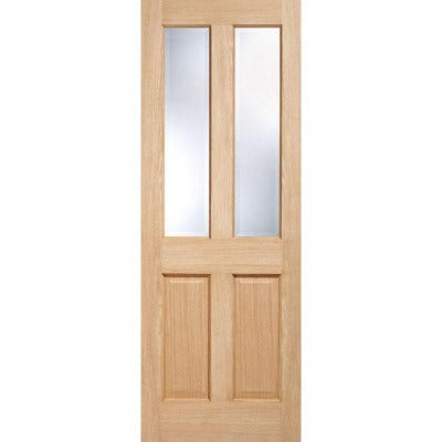 Richmond Oak Unfinished 2 Clear Bevelled Light Panels Internal Door - All Sizes