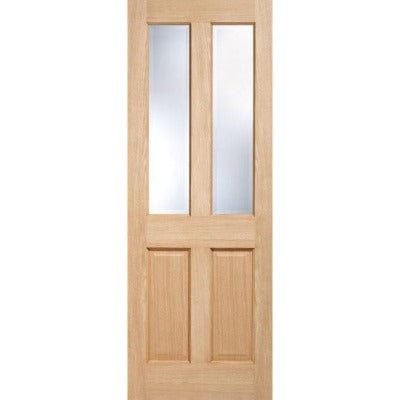 Richmond Oak Unfinished 2 Clear Bevelled Light Panels Internal Door - 1981mm x 686mm