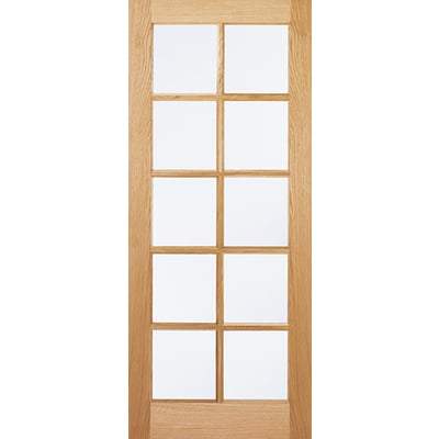 Oak SA 10 Glazed Clear Light Panels Un-Finished Internal Door - 1981mm x 686mm