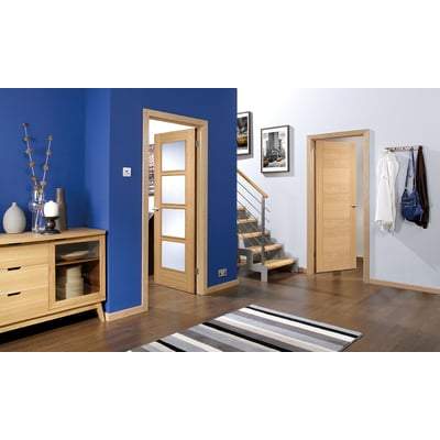 Oak Vancouver 4 Light Clear Glazed Pre-Finished Internal Fire Door FD30 - 2040mm x 826mm