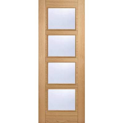 Oak Vancouver 4 Light Clear Glazed Pre-Finished Internal Door - 1981mm x 762mm