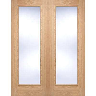 Oak Vancouver Glazed Pair Pre-Finished Internal Doors - All Sizes