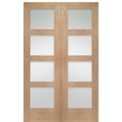 Shaker Internal Oak Rebated Door Pair with Clear Glass
