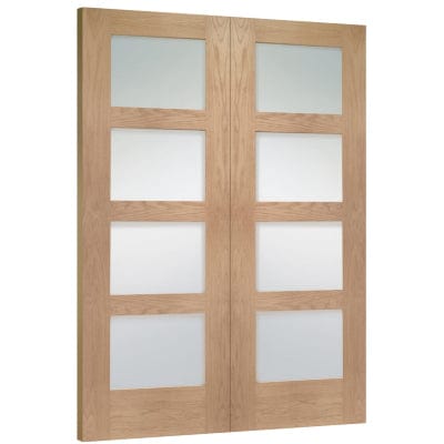 Shaker Internal Oak Rebated Door Pair with Clear Glass