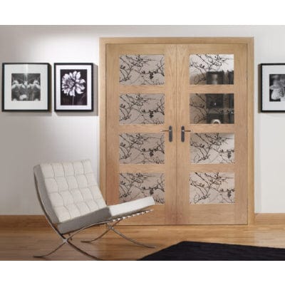 Shaker Internal Oak Rebated Door Pair with Clear Glass