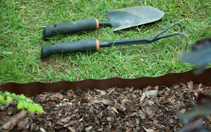 Wavy Plastic Garden Lawn Edging, H=15CM, L=9M, Brown