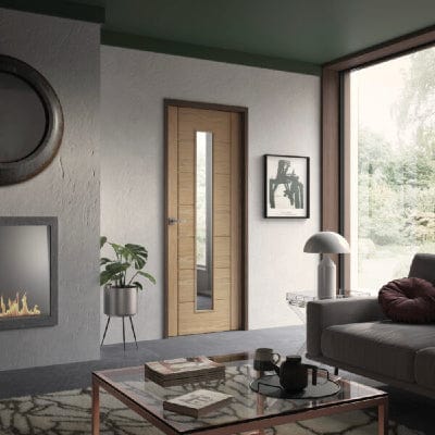 Palermo Original 1 Light Unfinished Oak Internal Door with Clear Glass