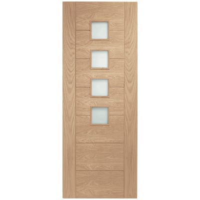 Palermo Original Unfinished Oak Internal Door with Obscure Glass