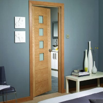 Palermo Original Unfinished Oak Internal Door with Obscure Glass