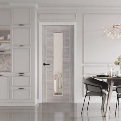 White Grey Palermo Internal Laminate Clear Glass Door