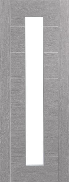 Palermo Pre-Finished Light Grey Door with Clear Glass - 2040 x 726mm